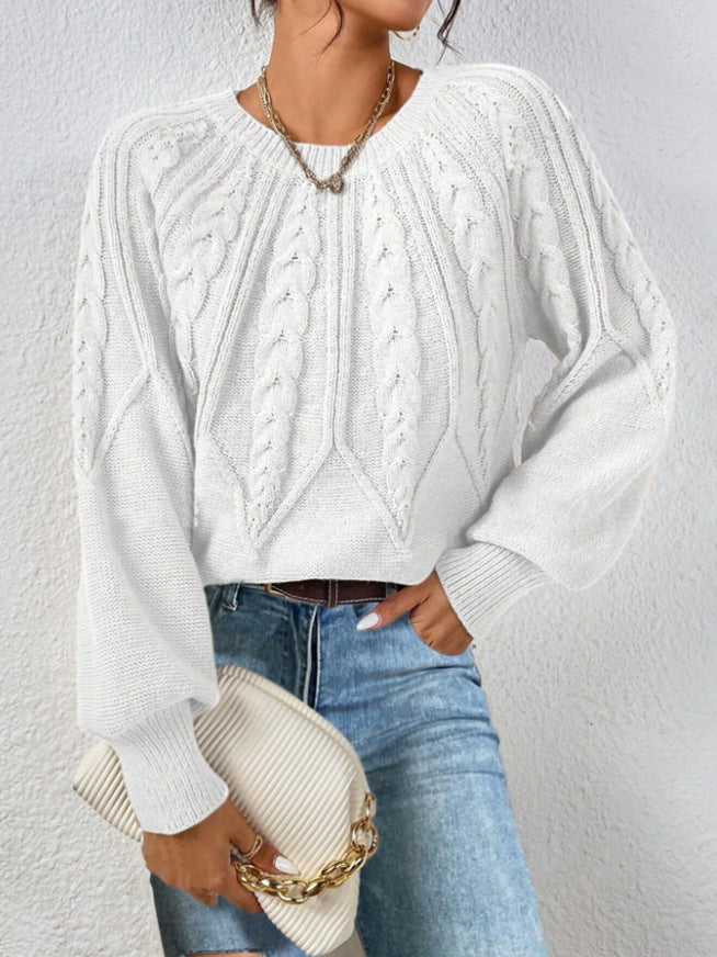 Women's Pullover Round Neck Knitted Long Sleeve Sweaters