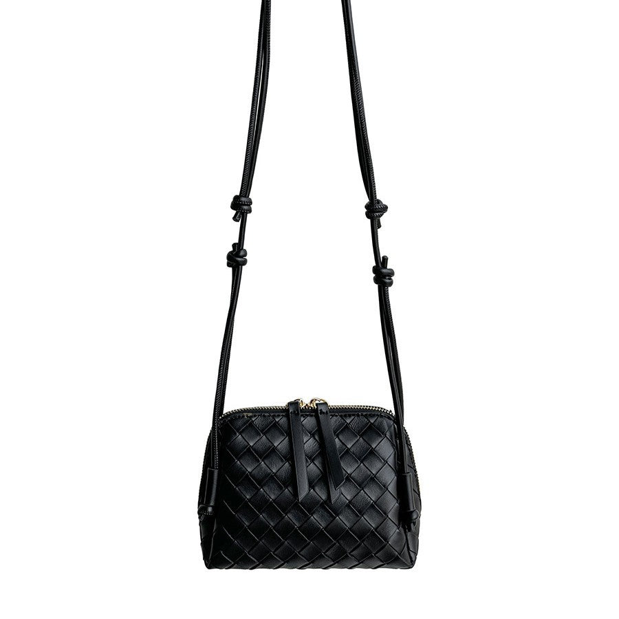 Women's Summer Double Zipper Retro Textured Woven Crossbody Bags