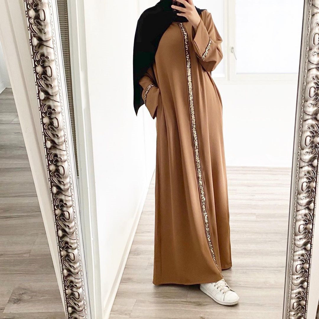 Women's Wear Robe Stitching Trim Sequins Dress Clothing