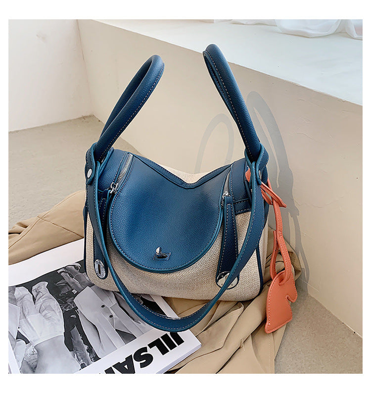 Women's Canvas Contrast Color Hand Holding Pillow Design Crossbody Bags