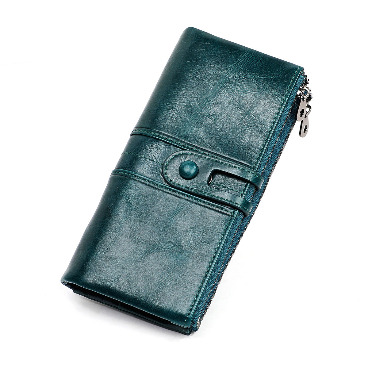 Women's Solid Color High-grade Cowhide Long Billfold Ladies Wallets