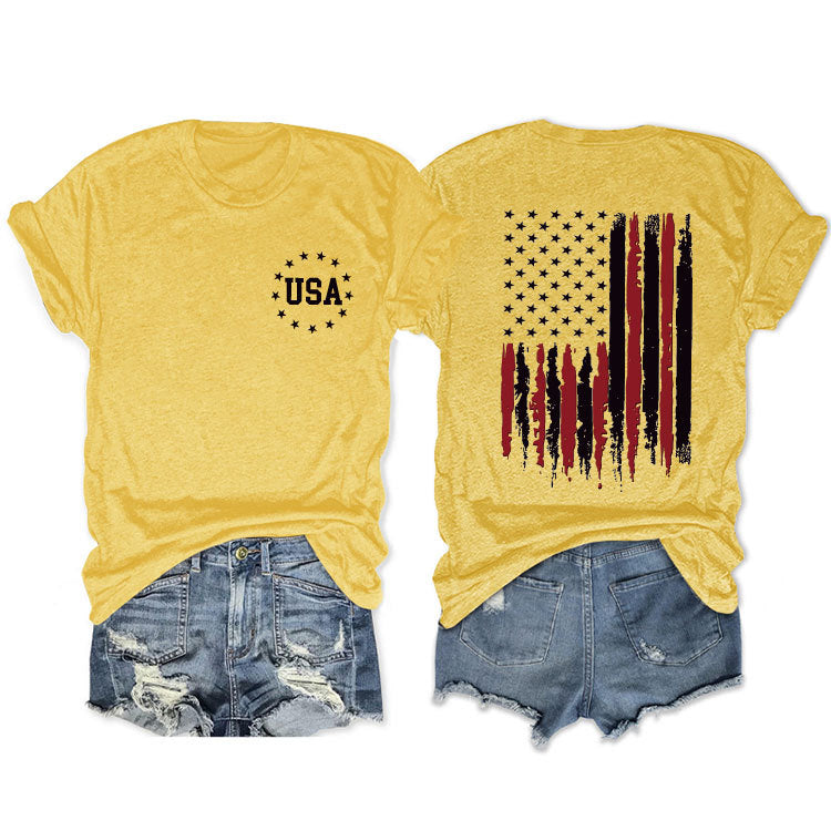 Women's Flag Summer Sleeve Fashion T-shirt Blouses