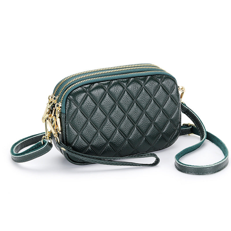 Women's Summer Genuine Leather Rhombus Simple First Crossbody Bags