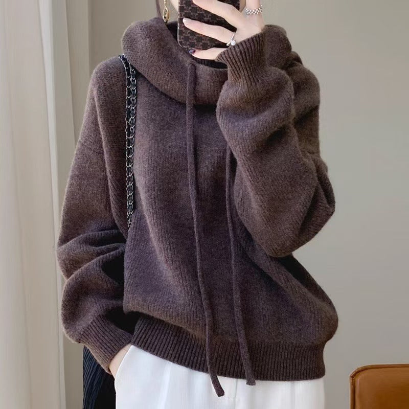 Women's Goods Woolen Hooded Thickened Idle Style Sweaters