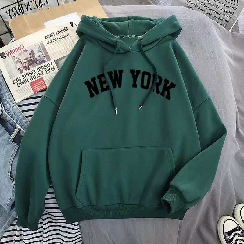 Stylish Fleece-lined Hoodie Unisex Wear Loose Sweaters