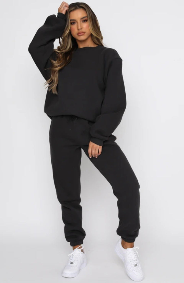 Women's Solid Color Round Neck Pullover Fashion Suits