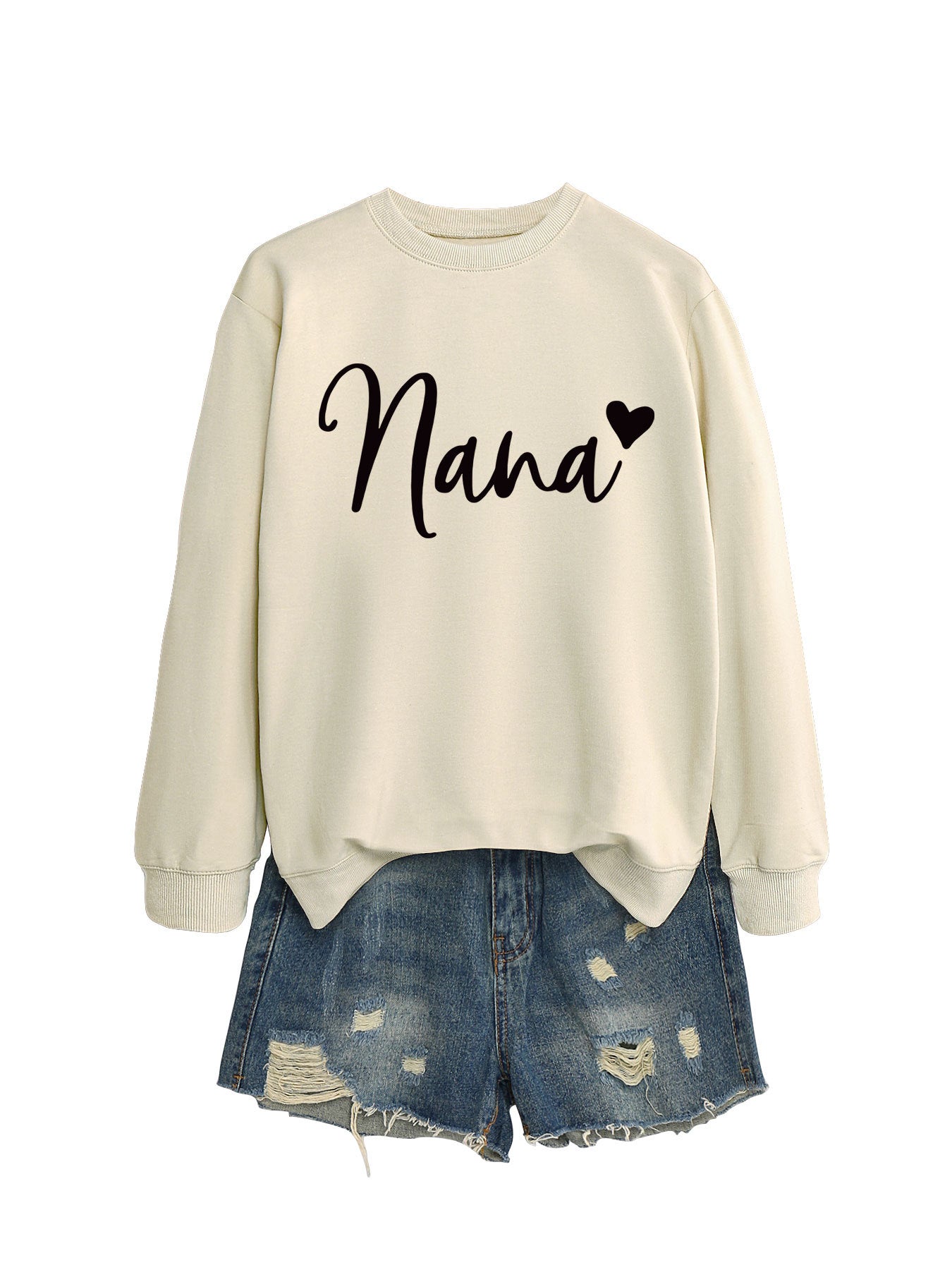 Women's Round Neck Elegant Heart Printing Simple Sweaters