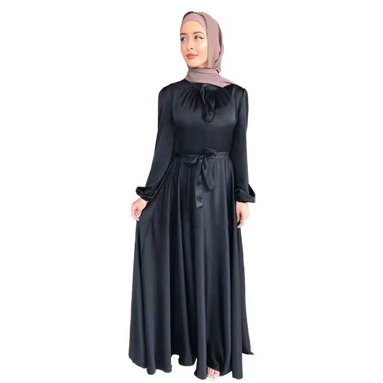 Soft Waist Elegant Satin Dress Large Clothing