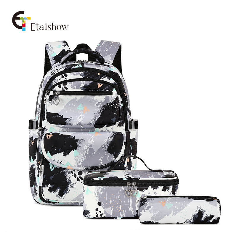 Printed Three-piece Set Clear Sweet Fashion Elementary School Students' Schoolbags