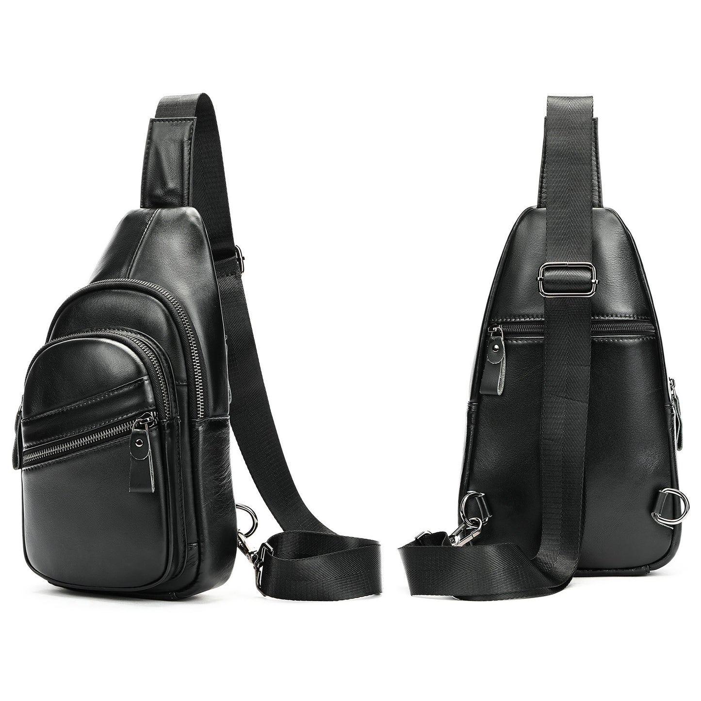 Men's Versatile Popular Leather Slanted Cowhide Men's Chest Bags