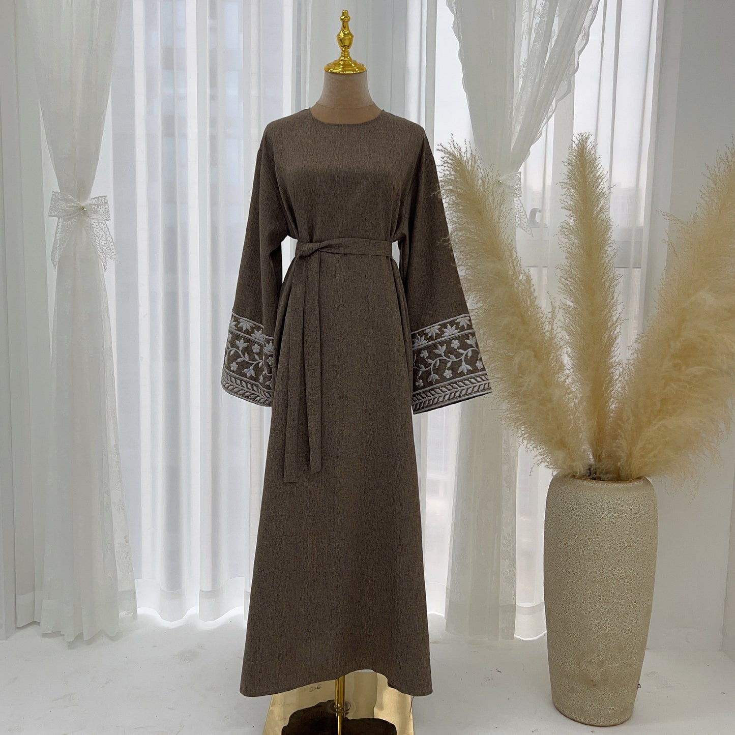 Slouchy Turkish Embroidery Elegant Dress Robe Clothing
