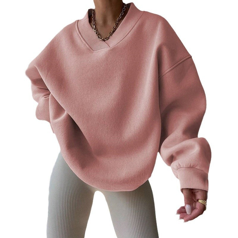 Women's Color Long Sleeve Crew Neck Loose Sweaters