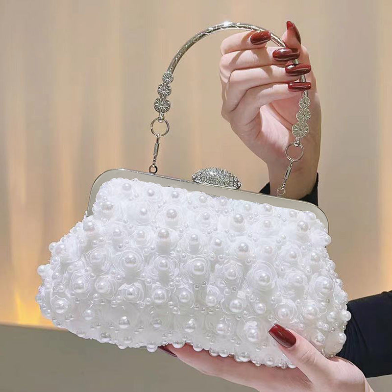 Women's Retro Pearl Dinner Beaded Clutch Wedding Evening Bags