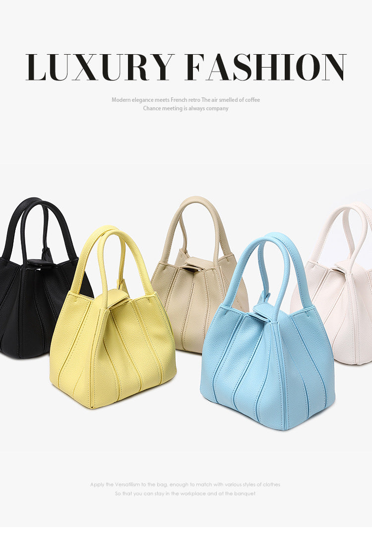 Women's Fashion Pleated Soft Leather Personality Mother Shoulder Bags