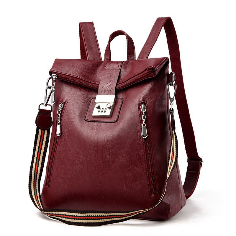 Women's Password Soft Leather Large Capacity Backpacks