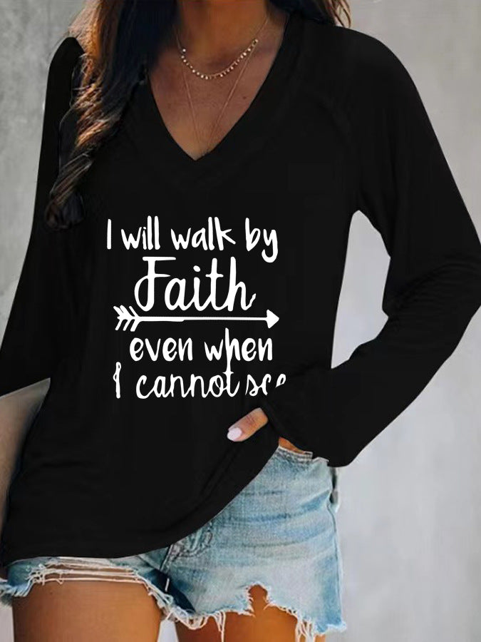 Women's Spring Printed Long-sleeved T-shirt For Sweaters