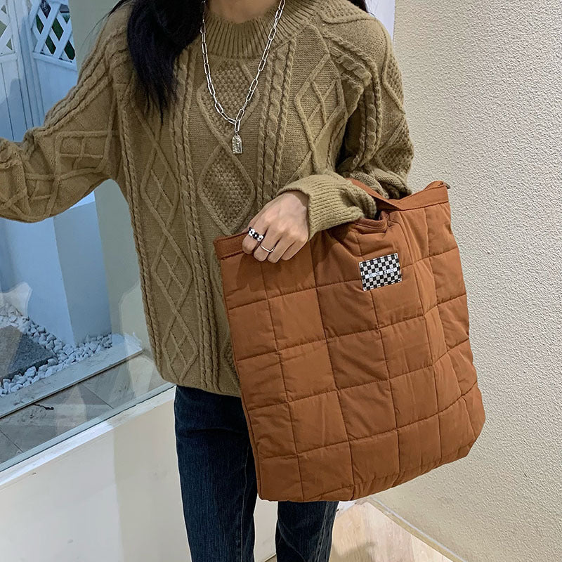 Women's Rhombus Bright Line Bale Of Cotton Shoulder Bags