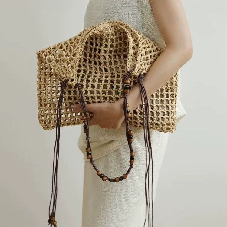 Women's Summer Vacation Style Straw Hand-woven Raffia Shoulder Bags
