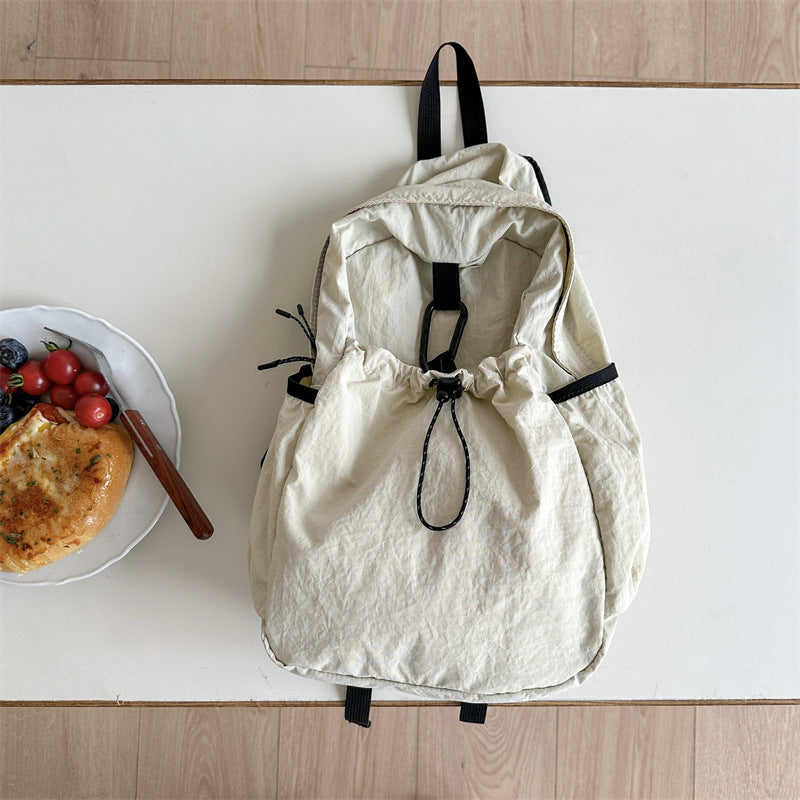 Women's Korean Style Pure Color Nylon Large Backpacks