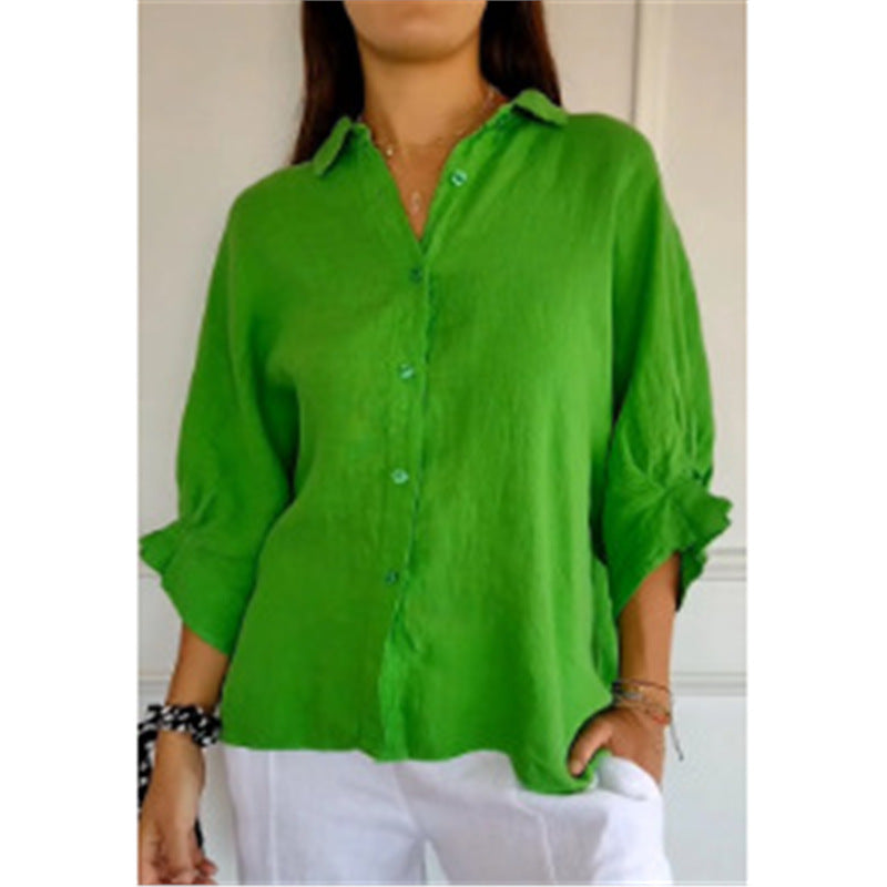 Spring Cotton Linen Back Design Shirt Blouses