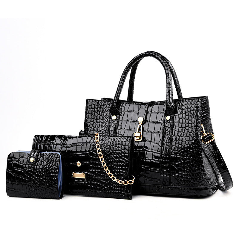 Women's Retro Twist Portable Three-piece Crocodile Pattern Crossbody Bags