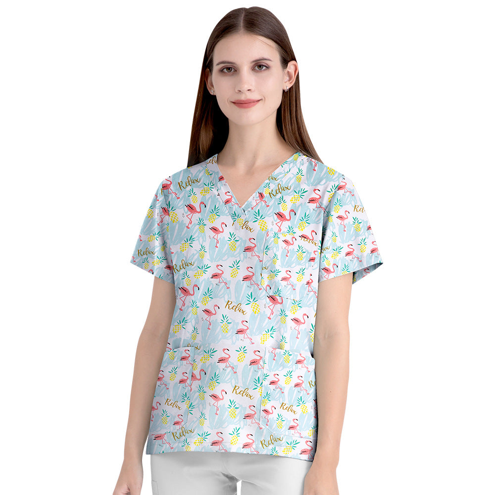 Women's Cartoon Print Surgical Gown Cloth For Uniform