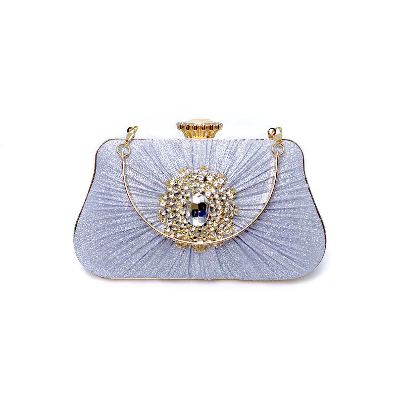 Women's Fashion Dinner Pleated Diamond Rhinestone Banquet Wedding Evening Bags