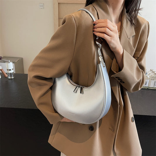 Women's Niche Sier Authentic Leather Tactile Feel Crescent Crossbody Bags