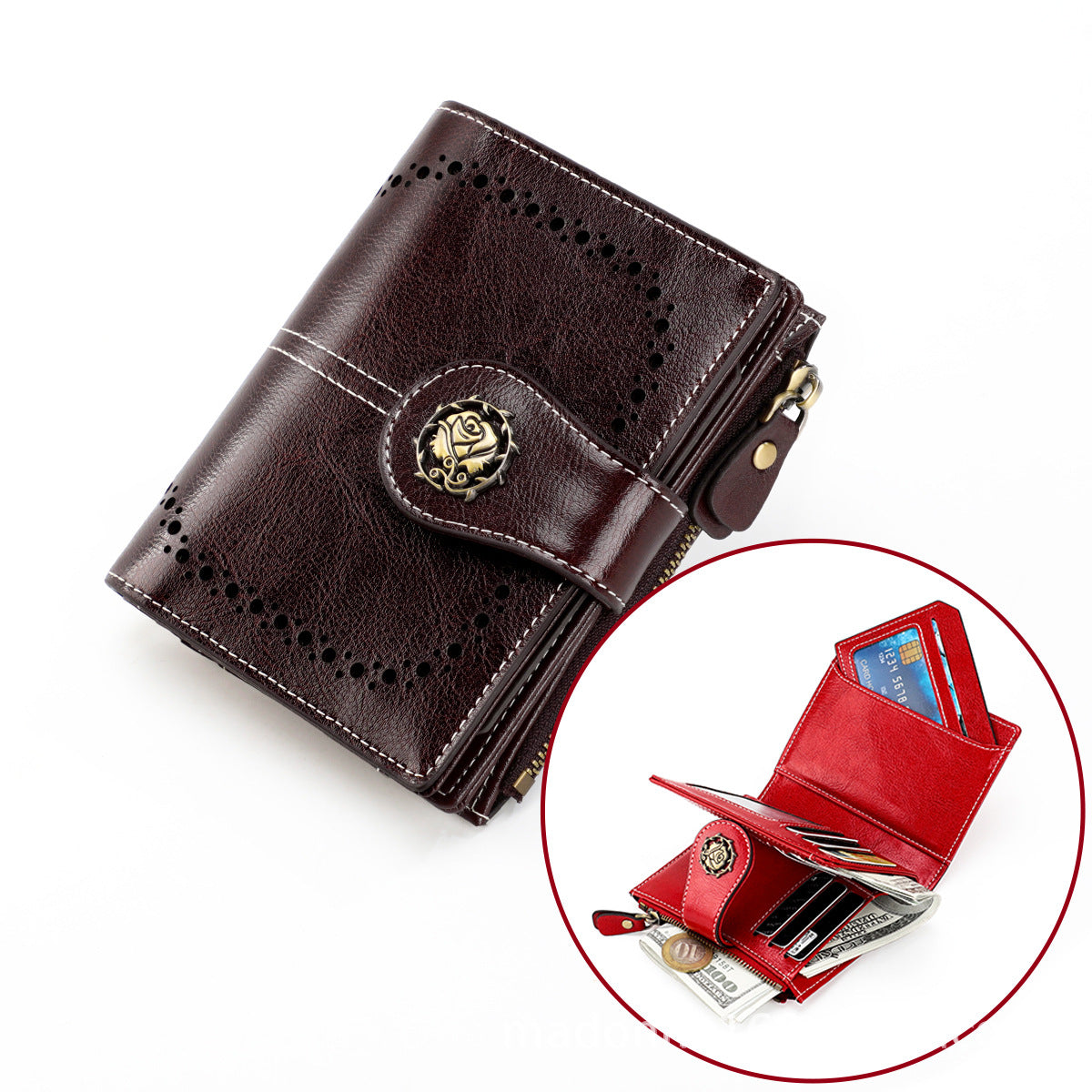 Women's Style Leather Cowhide High-grade Short Ladies Wallets