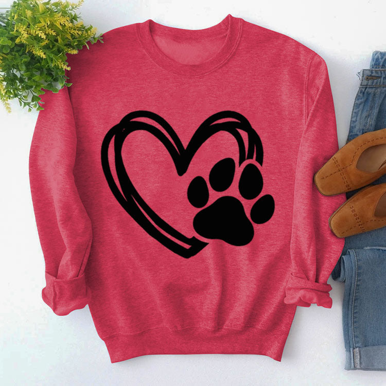 Pullover Round Neck Simple Long Sleeve Printed Sweaters