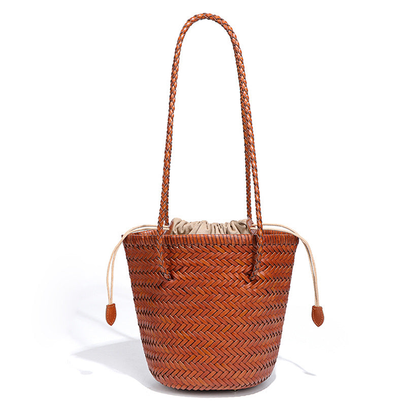 Women's Leather First Layer Cowhide Vegetable Basket Bags