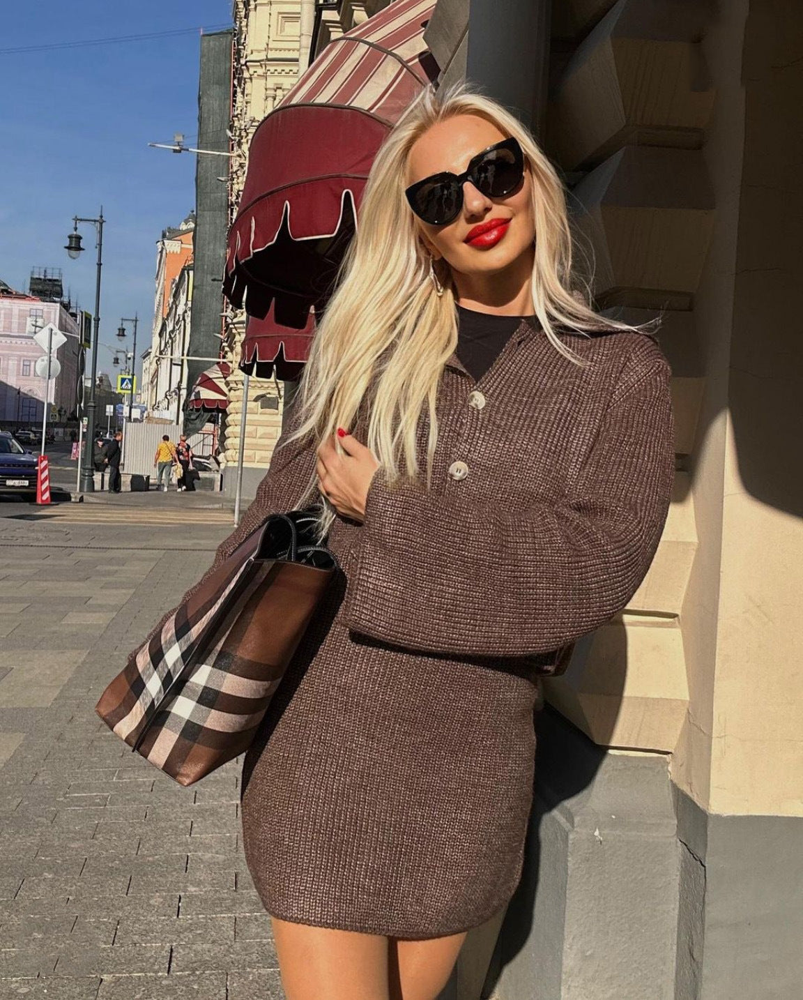 Unique Fashionable Lapel Flared Sleeve Woolen Sweaters