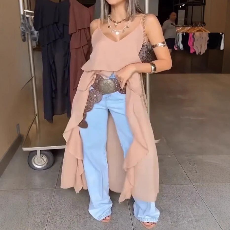 Women's Glamorous Sexy Temperament Flounce Irregular Clothing