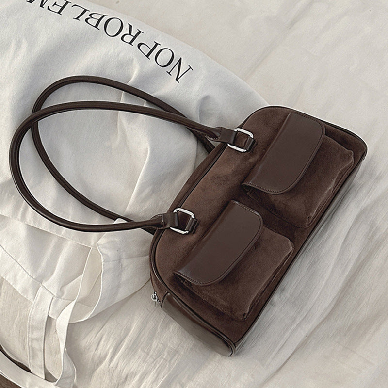 Women's Textured Suede Commuter Minority Fashion Underarm Armpit Bags