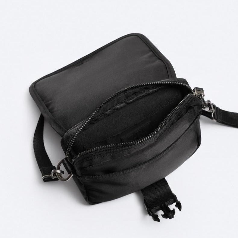 Men's Trendy Black Two-piece Leisure Mini Nylon Men's Messenger Bags
