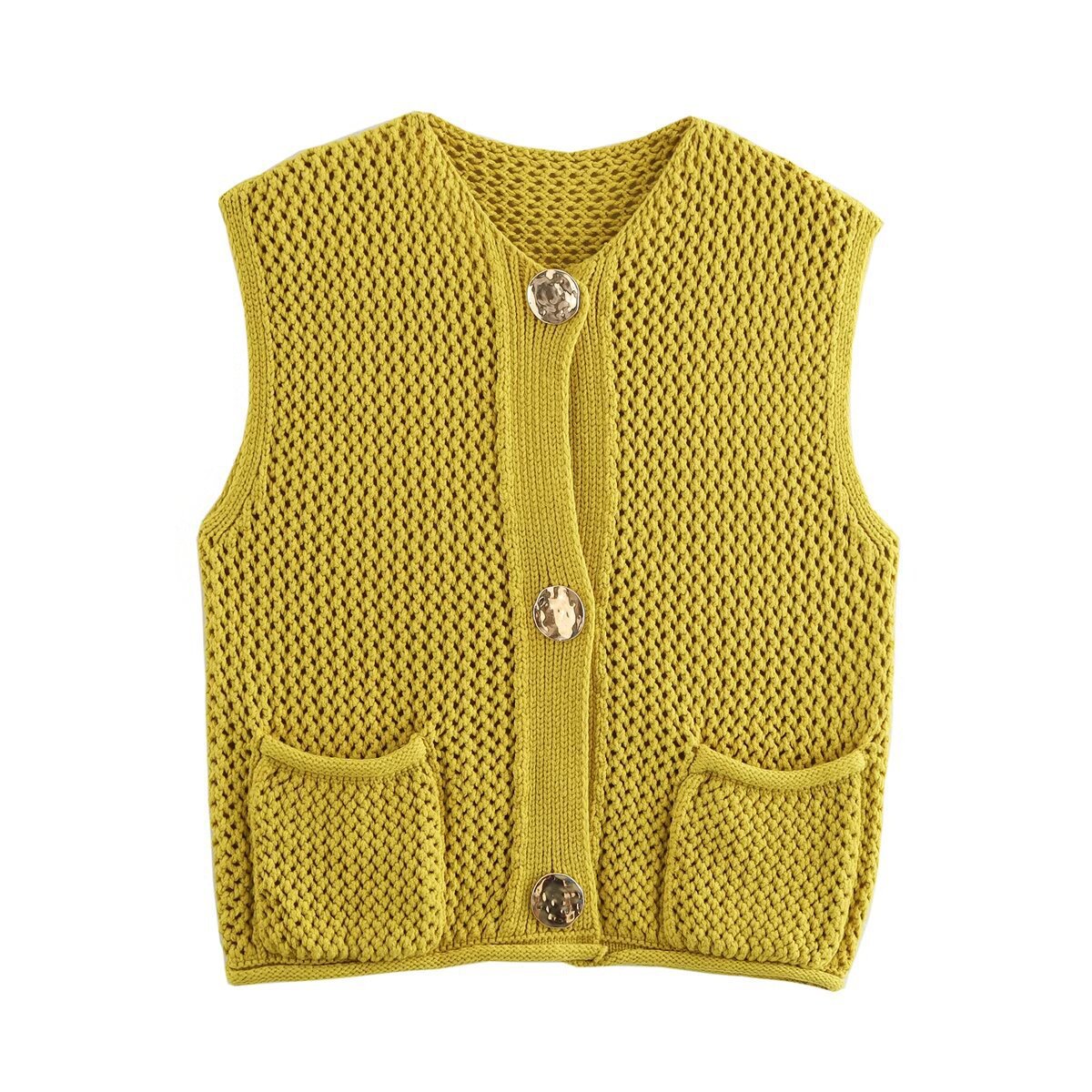 Fashion Crochet Needle Hollow Pure Color Vests