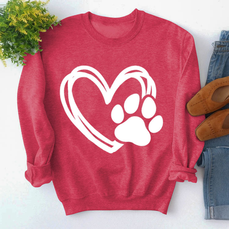 Pullover Round Neck Simple Long Sleeve Printed Sweaters