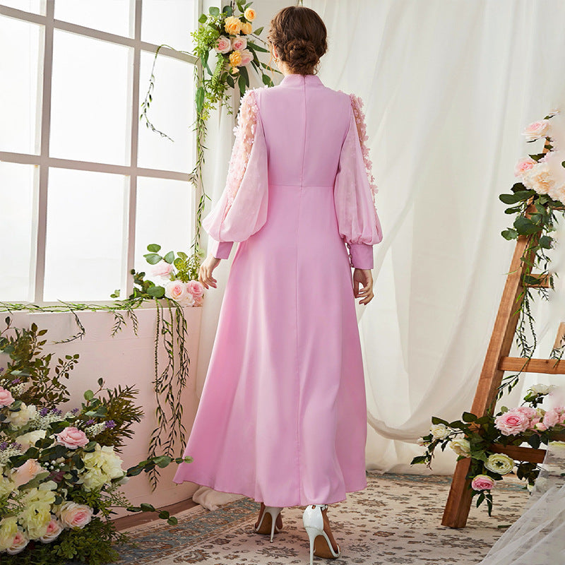 Women's Wear Applique Bubble Long Sleeve Big Dresses