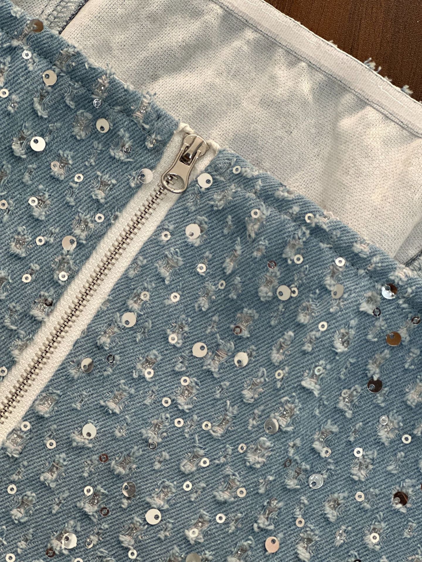 Women's Classic Sexy Denim Sequined Tube Suits
