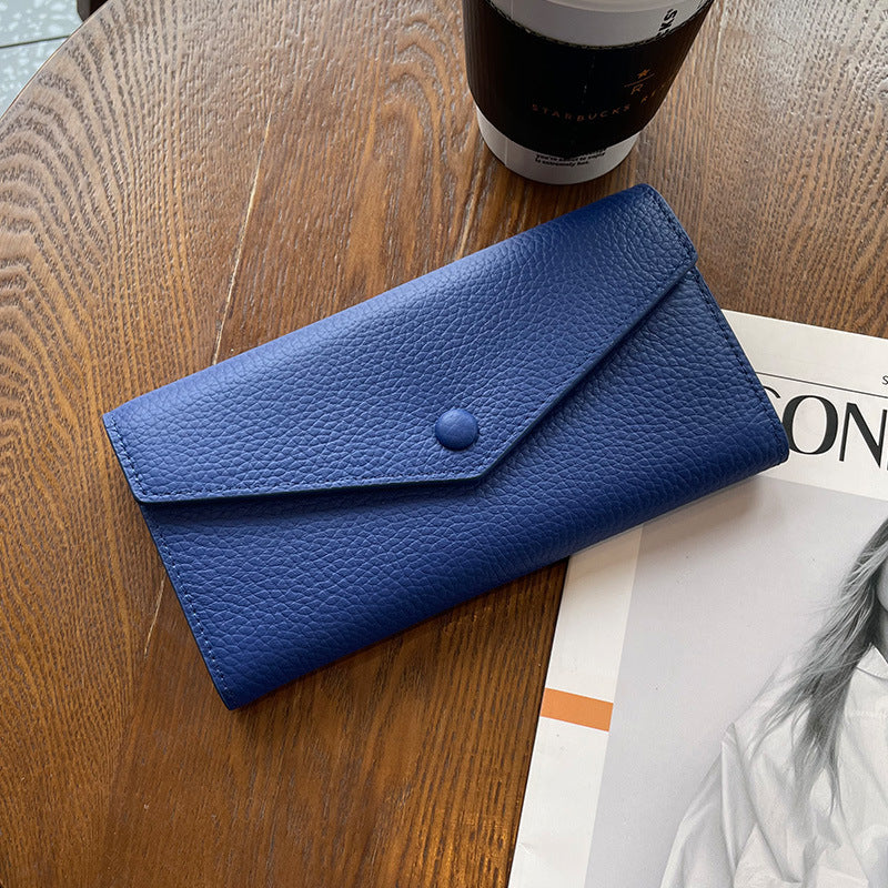 Women's Leather Long Simple First Layer Cowhide Multiple Ladies Wallets