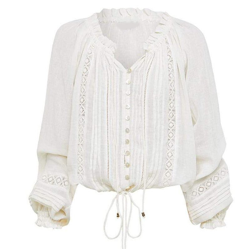 Women's Design Long-sleeved Shirt French Style White Blouses