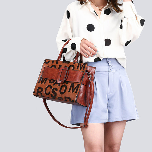 Women's Pretty Letter Pattern Portable Embossed Shoulder Bags