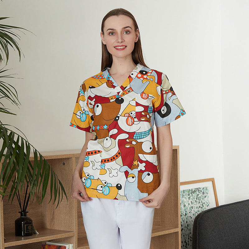 Women's & Men's & Cartoon Printed T-shirt For Surgical Gown Uniform