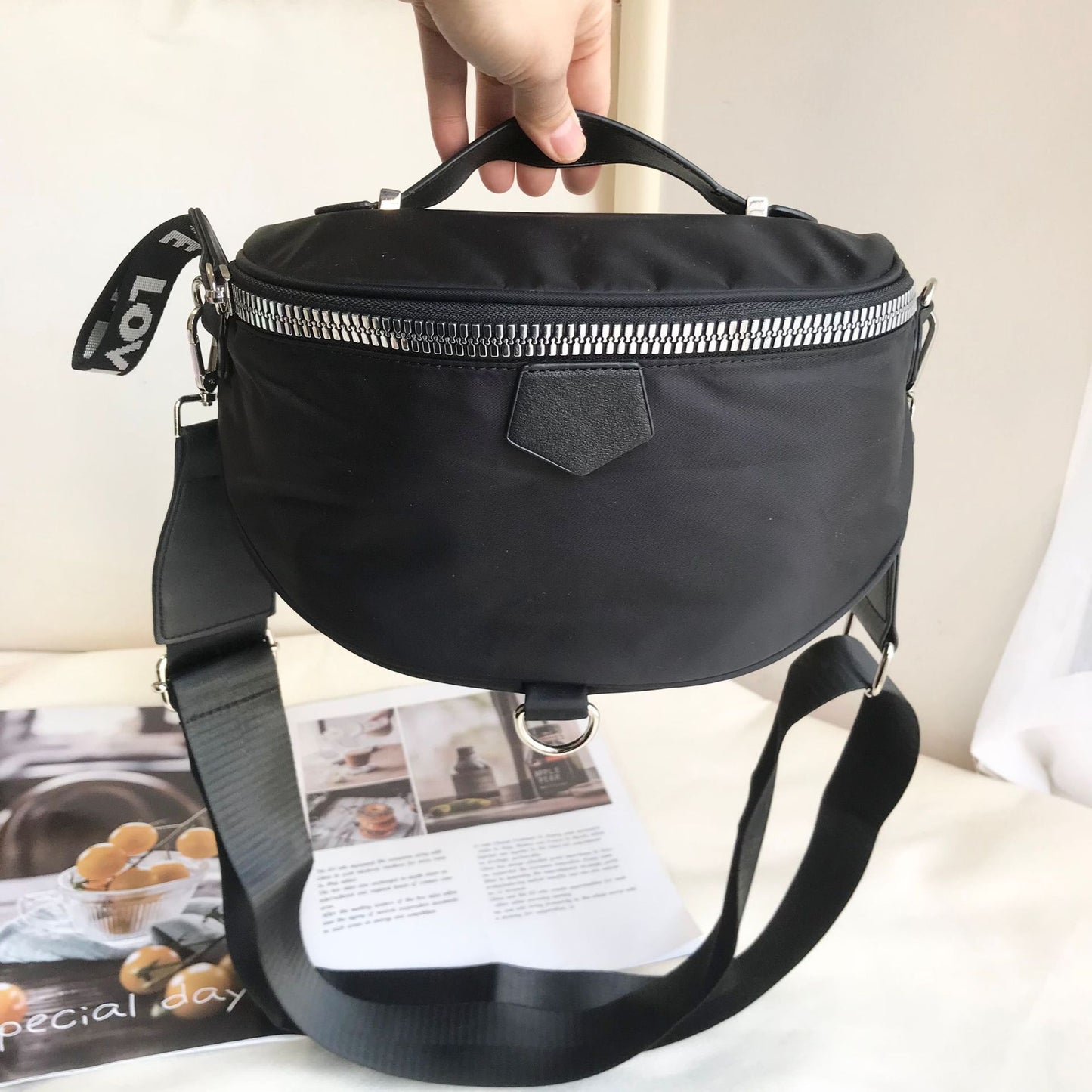 Women's Saddle Lightweight Waterproof Nylon Cloth Portable Shoulder Bags