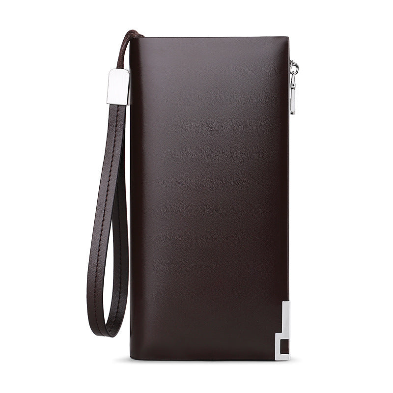 Men's Paul Long Genuine Leather Cowhide Zipper Card Holder