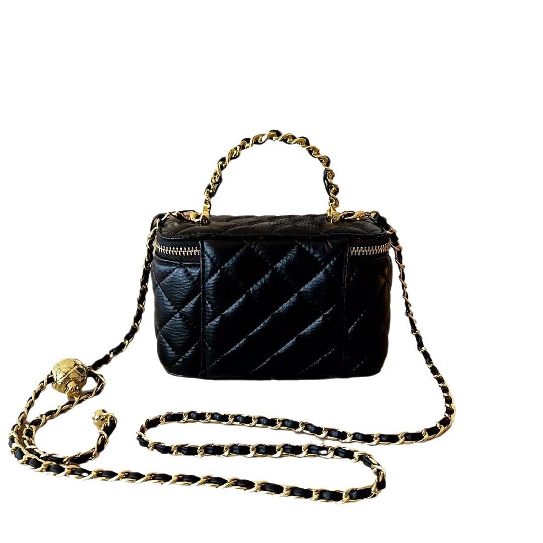 Women's Style Chain Box Genuine Leather Diamond Crossbody Bags
