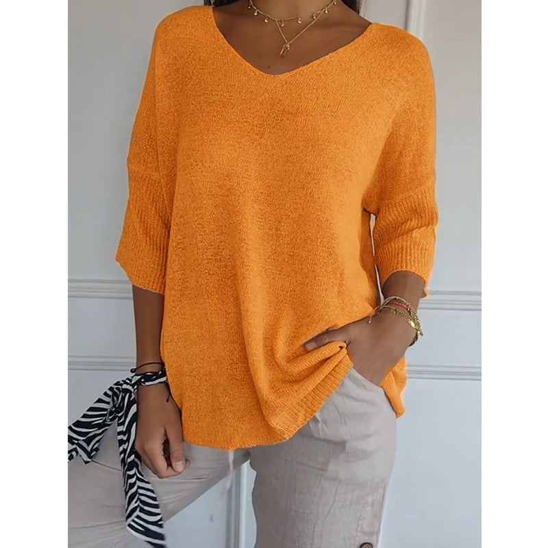 Women's Basic Style Slimming Sleeve Solid Color Sweaters