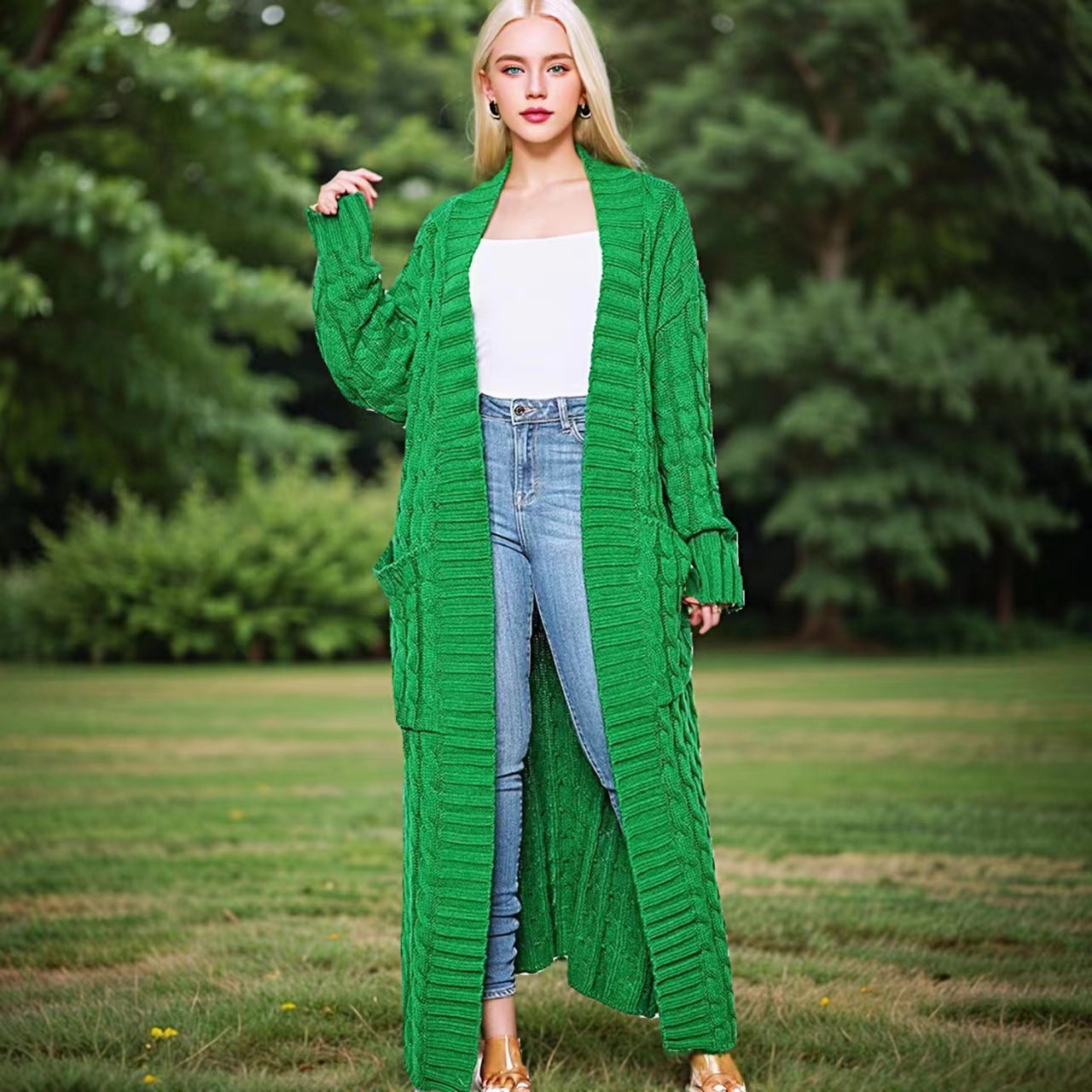 Women's Twist Pocket Fashion Sexy Casual Long Sweaters