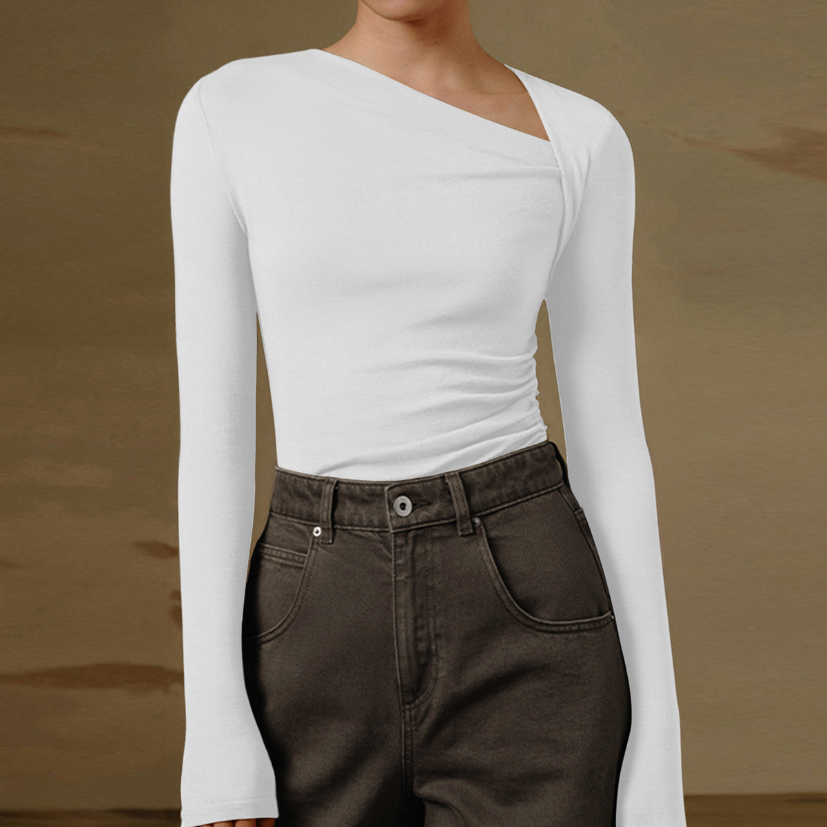 Slimming Long Sleeves Solid Color Inner Blouses