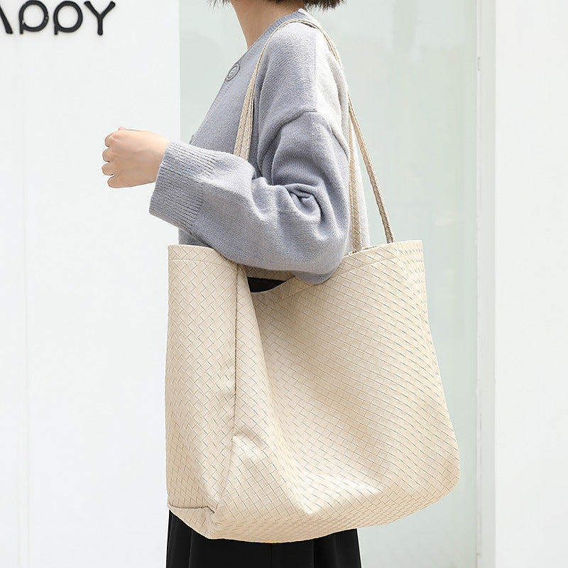 Women's Style Large Capacity Totes Simple Soft Leather Shoulder Bags